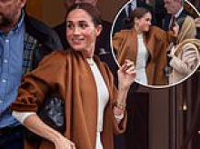 Meghan steps into the limelight: Duchess leaves Claridge's wearing £28,000 outfit accompanied by Malala Yousafzai after afternoon tea