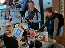 Moment two credit card fraudsters are caught swindling a Scottish cafe out of £425 over a hot chocolate