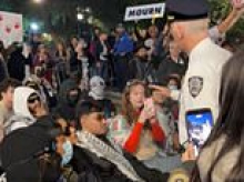 Woke NYC teacher with fondness for rainbow knitwear among posse who disrupted vigil to remember 1,200 murdered on October 7
