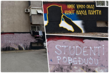 SKANDAL U NIŠU! Blokaderi prekrečili mural Ratka Mladića, pa ispisali 