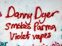 Graffiti artist arrested for daubing celebrity-inspired messages on walls including 'Danny Dyer smokes Parma Violet Vapes'