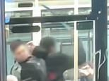 Moment terrifying zombie knife fight breaks out between youths on bus in front of screaming passengers