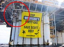 Two protesters in custody after Greenpeace stunt on gas rig off the Australian coast