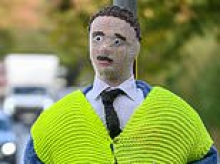 Villagers fed up with fast drivers knit fake traffic cops and speed cameras to scare them into obeying the limit