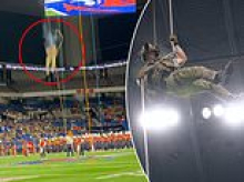 Airman who died from horrific 150ft fall during rappelling accident at college football game is identified