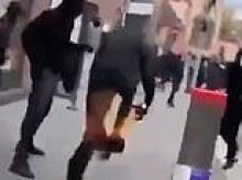 Rioters are crushed by falling panes of glass while trying to loot shops and another has his hand blown off trying to pick up police stun grenade