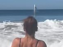 Breathtaking moment enormous great white shark leaps out of Pacific just off Monterey Bay